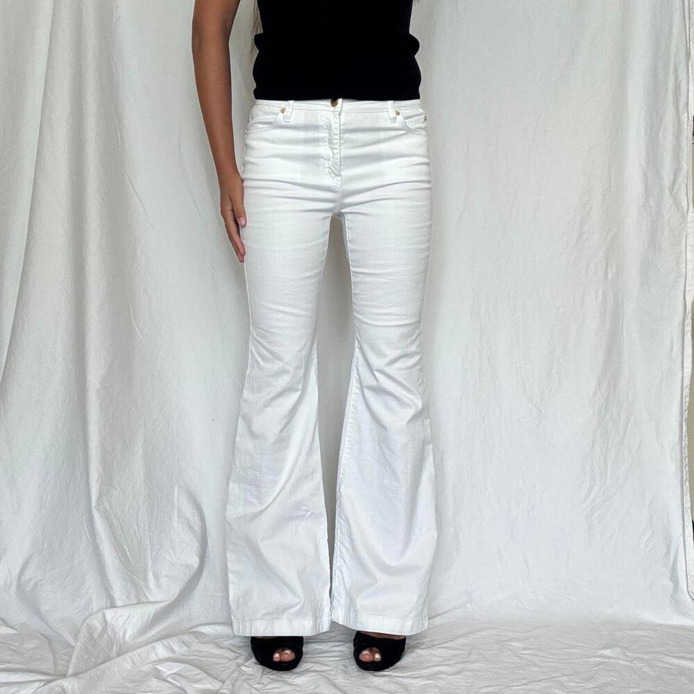 Michael Kors White Super Flare Jeans Fitted Size 28